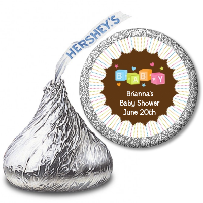 Baby Blocks - Hershey Kiss Baby Shower Sticker Labels