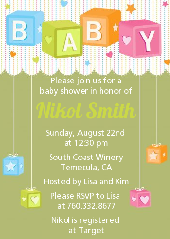  Baby Blocks - Baby Shower Invitations Brown