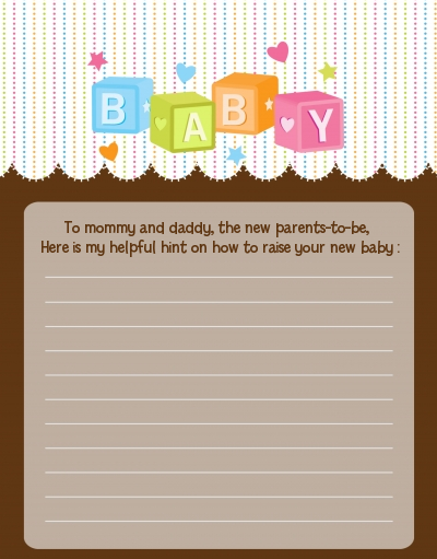 Baby Blocks - Baby Shower Notes of Advice