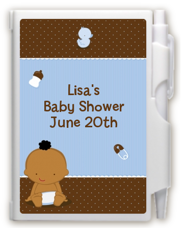 Baby Boy African American - Baby Shower Personalized Notebook Favor