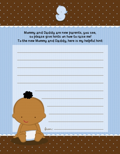 Baby Boy African American - Baby Shower Notes of Advice