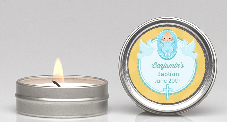  Baby Boy - Baptism / Christening Candle Favors Option 1