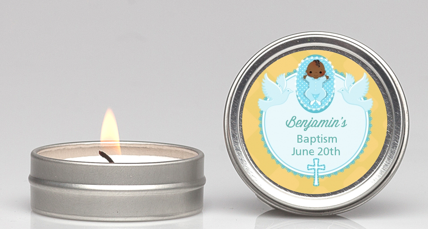  Baby Boy - Baptism / Christening Candle Favors Option 1