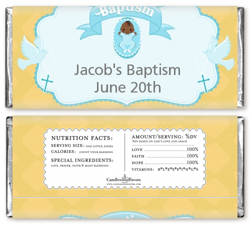  Baby Boy - Personalized Baptism / Christening Candy Bar Wrappers Option 1