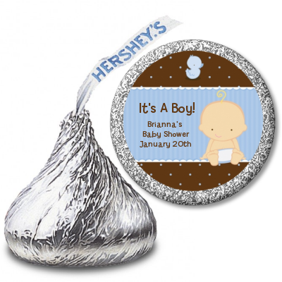 Baby Boy Caucasian - Hershey Kiss Baby Shower Sticker Labels