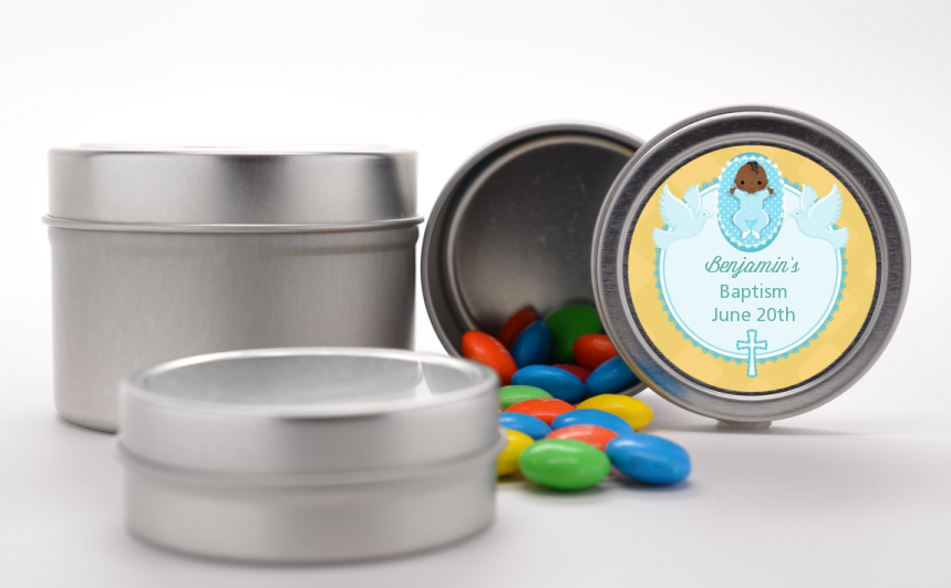  Baby Boy - Custom Baptism / Christening Favor Tins Option 1