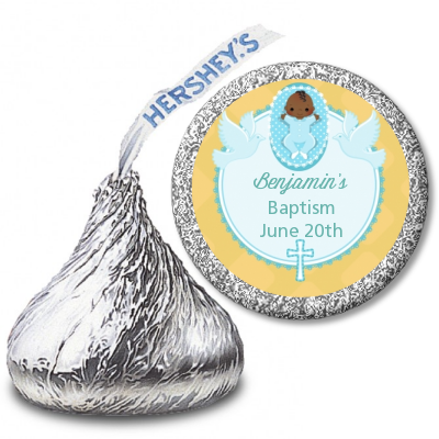  Baby Boy - Hershey Kiss Baptism / Christening Sticker Labels Option 1