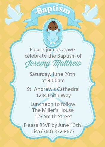  Baby Boy - Baptism / Christening Invitations Option 1