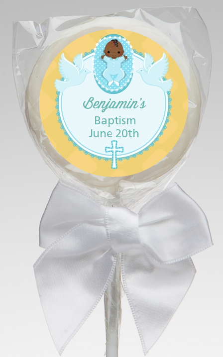  Baby Boy - Personalized Baptism / Christening Lollipop Favors Option 1