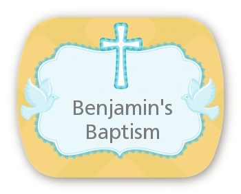 Baby Boy - Personalized Baptism / Christening Rounded Corner Stickers