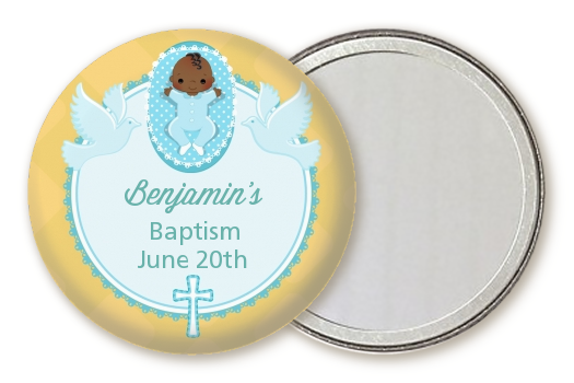  Baby Boy - Personalized Baptism / Christening Pocket Mirror Favors Option 1