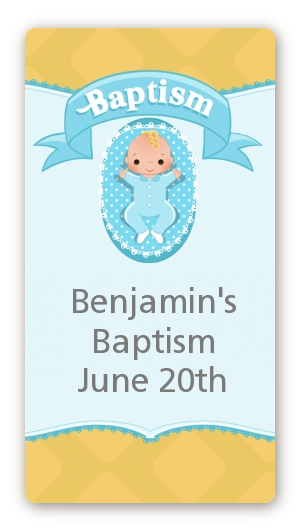  Baby Boy - Custom Rectangle Baptism / Christening Sticker/Labels Option 1