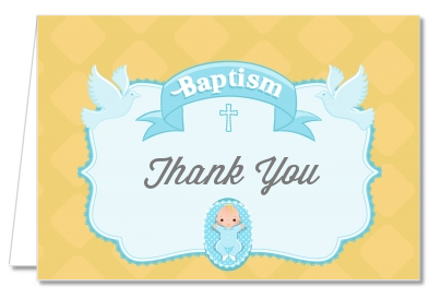  Baby Boy - Baptism / Christening Thank You Cards Option 1