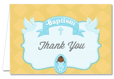  Baby Boy - Baptism / Christening Thank You Cards Option 1