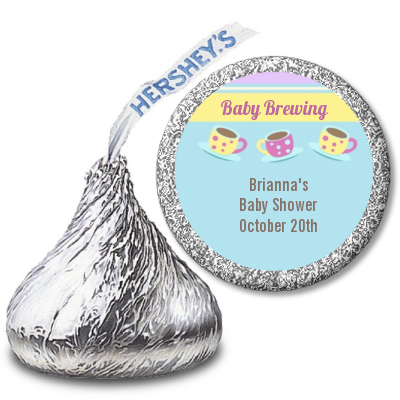 Baby Brewing Tea Party - Hershey Kiss Baby Shower Sticker Labels
