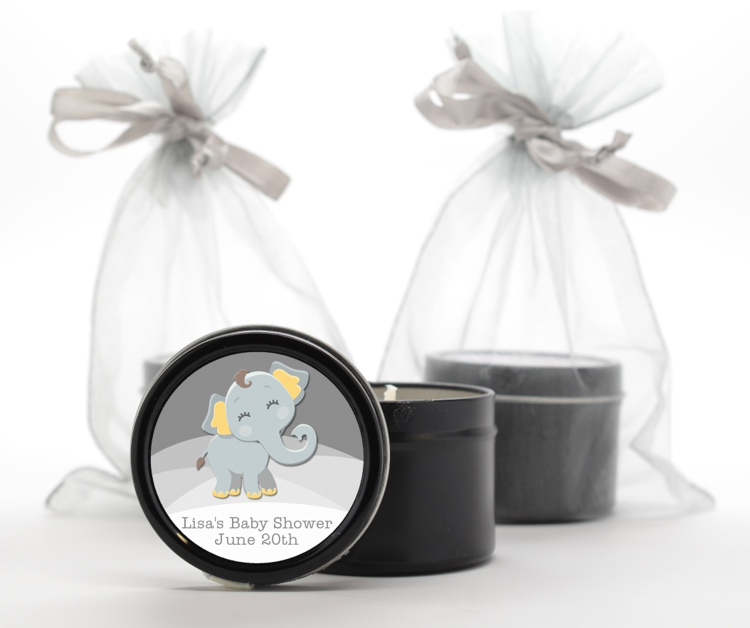  Baby Elephant - Baby Shower Black Candle Tin Favors Option 1