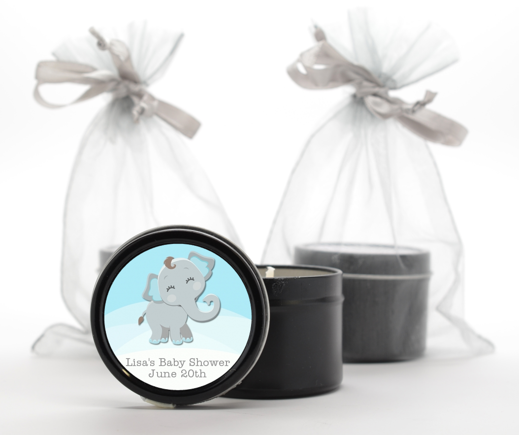  Baby Elephant - Baby Shower Black Candle Tin Favors Option 1