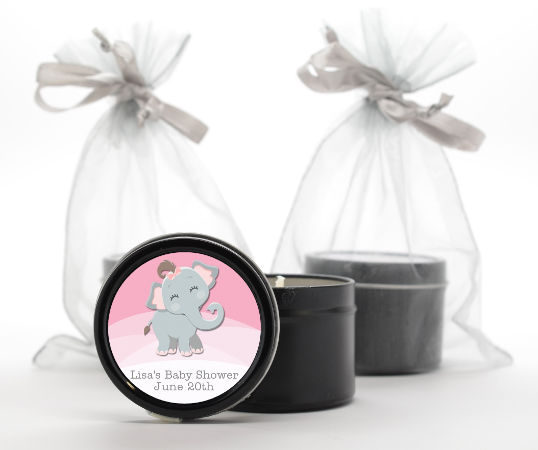  Baby Elephant - Baby Shower Black Candle Tin Favors Option 1