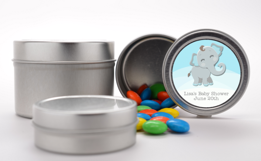  Baby Elephant - Custom Baby Shower Favor Tins Option 1