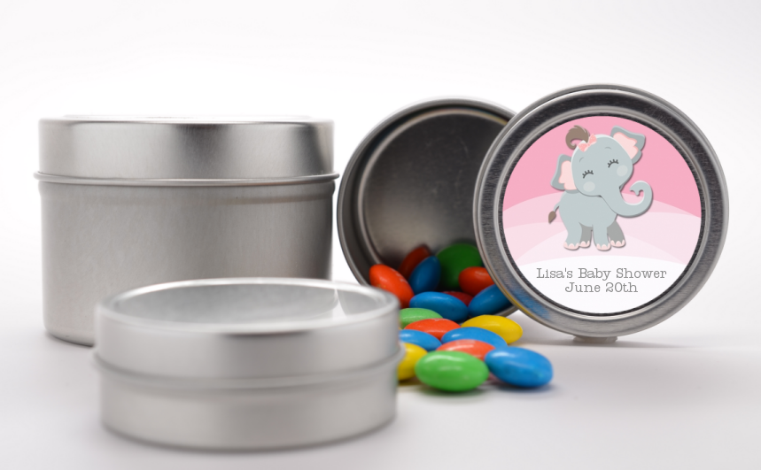  Baby Elephant - Custom Baby Shower Favor Tins Option 1