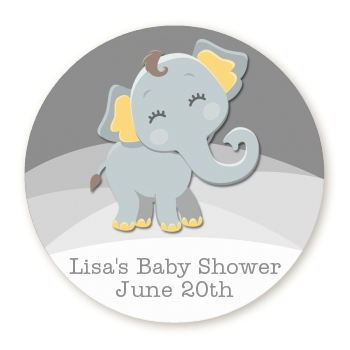  Baby Elephant - Round Personalized Baby Shower Sticker Labels Option 1