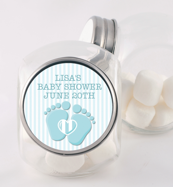  Baby Feet Baby Boy - Personalized Baby Shower Candy Jar Option 1