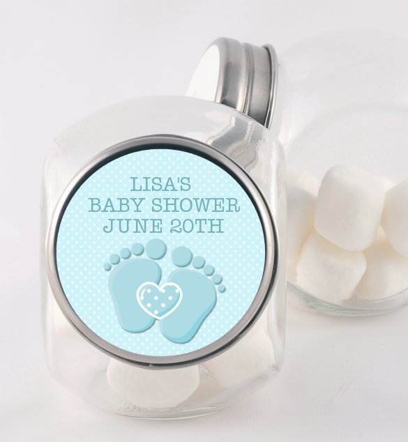  Baby Feet Baby Boy - Personalized Baby Shower Candy Jar Option 1