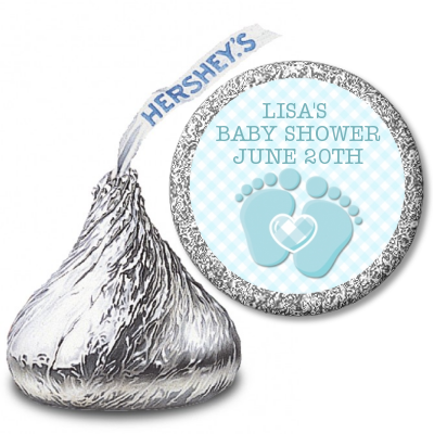  Baby Feet Baby Boy - Hershey Kiss Baby Shower Sticker Labels Option 1