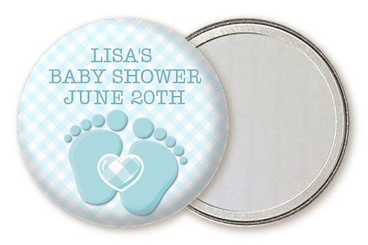  Baby Feet Baby Boy - Personalized Baby Shower Pocket Mirror Favors Option 1