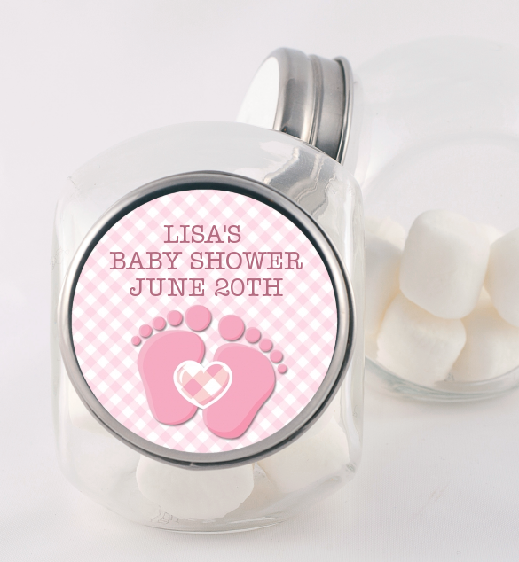  Baby Feet Baby Girl - Personalized Baby Shower Candy Jar Option 1