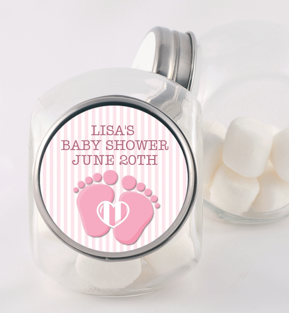  Baby Feet Baby Girl - Personalized Baby Shower Candy Jar Option 1