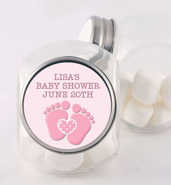  Baby Feet Baby Girl - Personalized Baby Shower Candy Jar Option 1