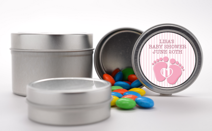  Baby Feet Baby Girl - Custom Baby Shower Favor Tins Option 1