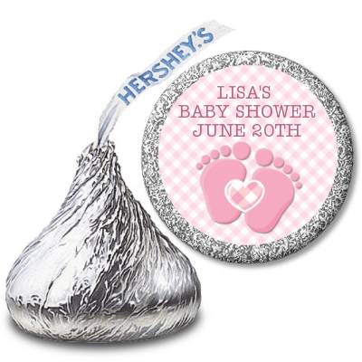  Baby Feet Baby Girl - Hershey Kiss Baby Shower Sticker Labels Option 1