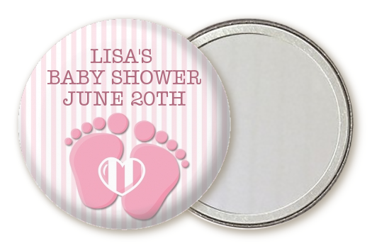  Baby Feet Baby Girl - Personalized Baby Shower Pocket Mirror Favors Option 1