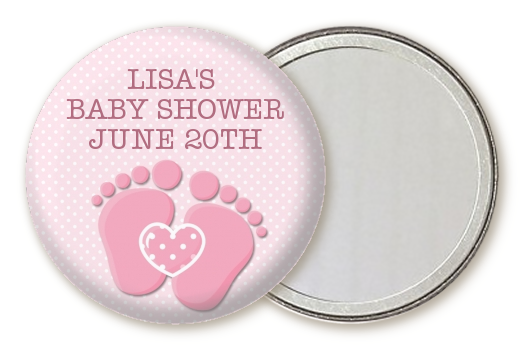  Baby Feet Baby Girl - Personalized Baby Shower Pocket Mirror Favors Option 1