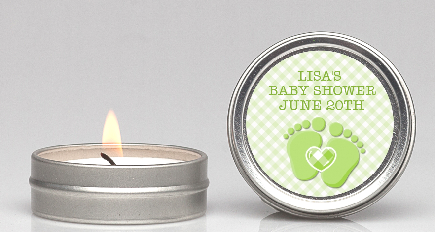  Baby Feet Baby Green - Baby Shower Candle Favors Option 1