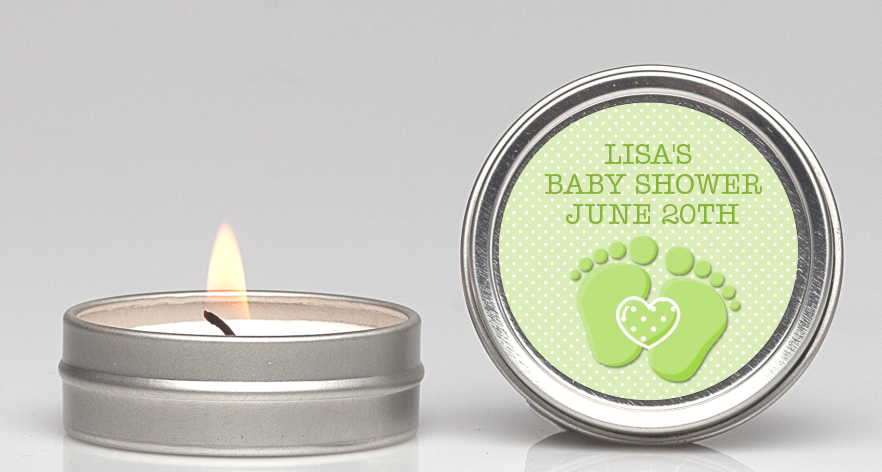  Baby Feet Baby Green - Baby Shower Candle Favors Option 1