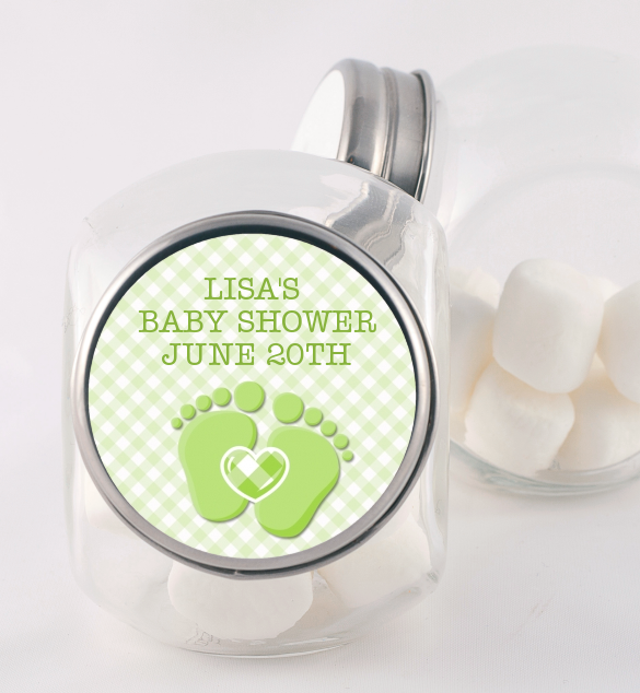  Baby Feet Baby Green - Personalized Baby Shower Candy Jar Option 1