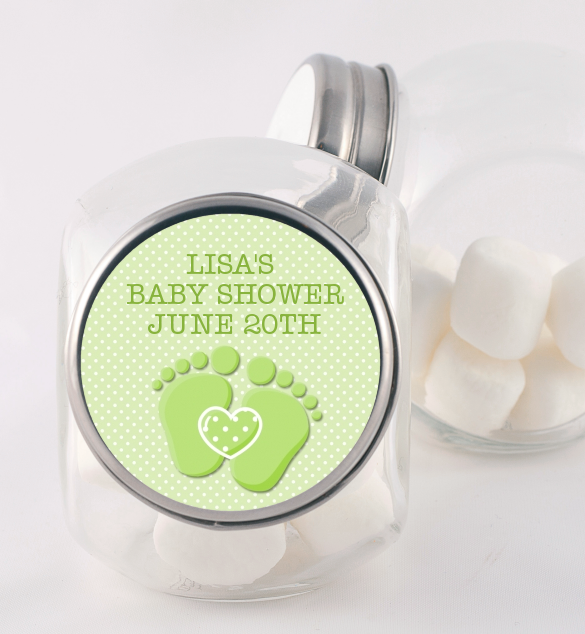  Baby Feet Baby Green - Personalized Baby Shower Candy Jar Option 1