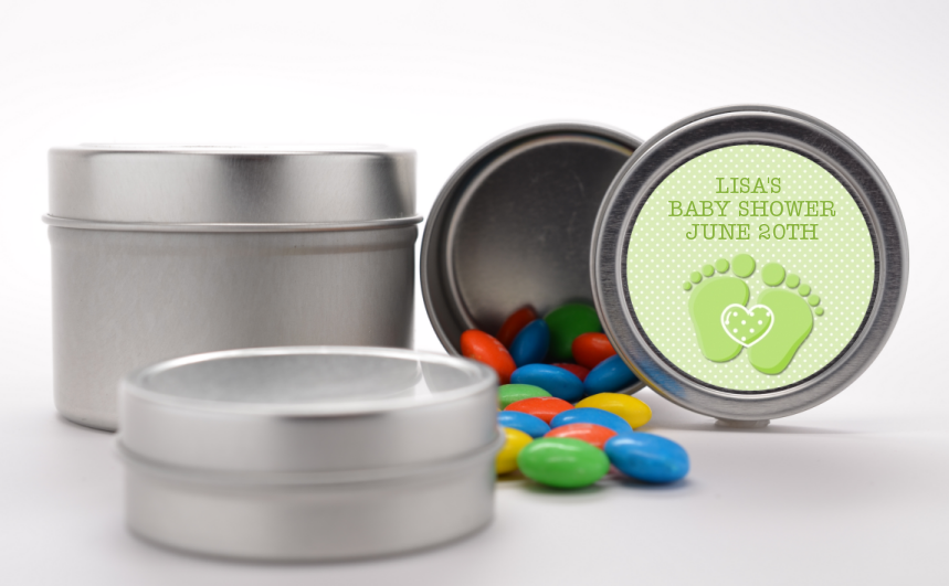  Baby Feet Baby Green - Custom Baby Shower Favor Tins Option 1