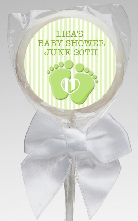  Baby Feet Baby Green - Personalized Baby Shower Lollipop Favors Option 1