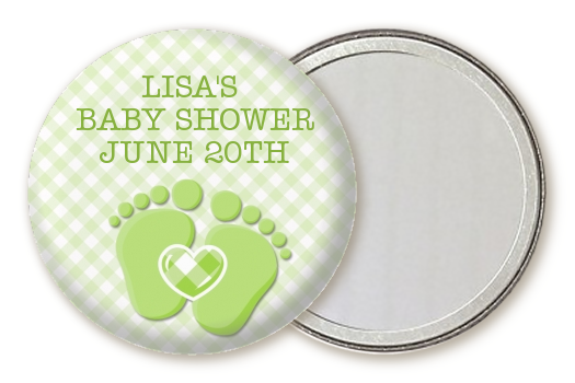  Baby Feet Baby Green - Personalized Baby Shower Pocket Mirror Favors Option 1