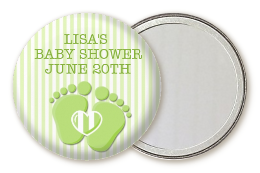  Baby Feet Baby Green - Personalized Baby Shower Pocket Mirror Favors Option 1