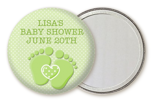  Baby Feet Baby Green - Personalized Baby Shower Pocket Mirror Favors Option 1