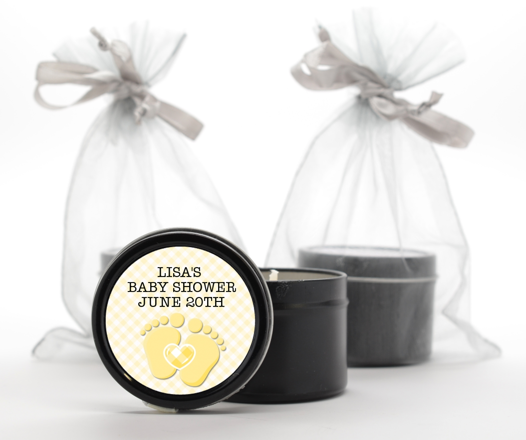  Baby Feet Neutral - Baby Shower Black Candle Tin Favors Option 1
