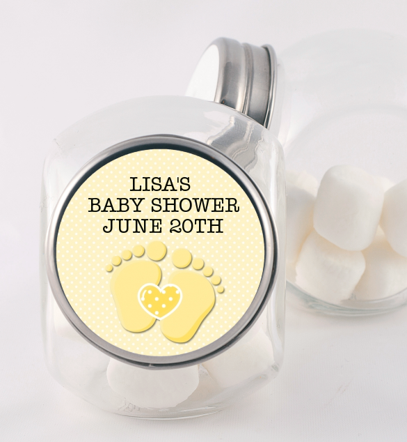  Baby Feet Neutral - Personalized Baby Shower Candy Jar Option 1