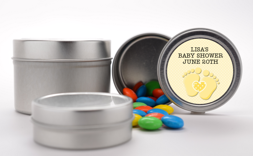  Baby Feet Neutral - Custom Baby Shower Favor Tins Option 1