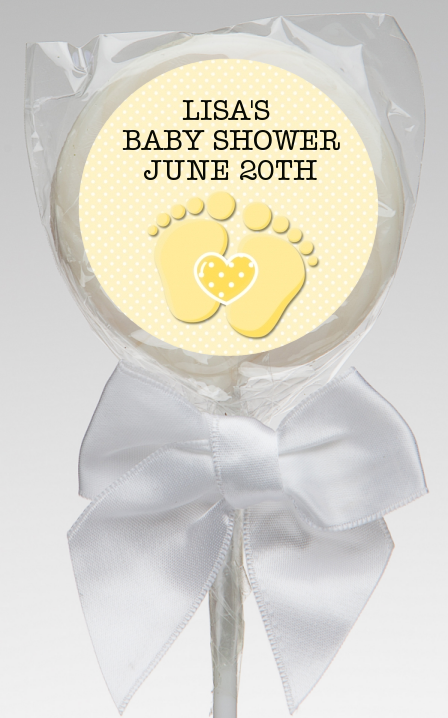  Baby Feet Neutral - Personalized Baby Shower Lollipop Favors Option 1