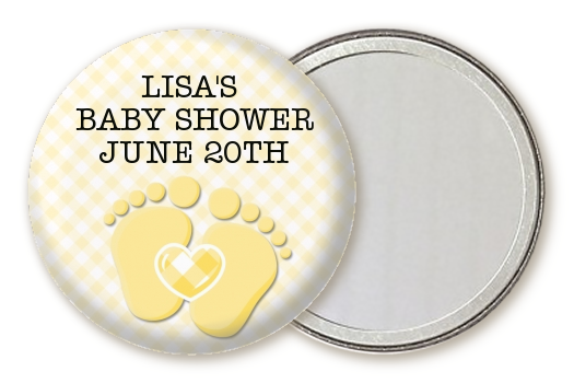  Baby Feet Neutral - Personalized Baby Shower Pocket Mirror Favors Option 1